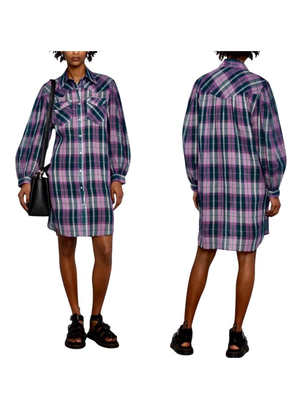 NWT Isabel Marant Étoile Britany Plaid Cotton Shirt Dress FR 36